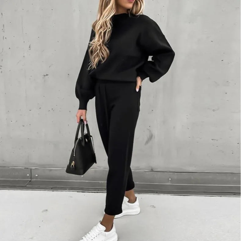 Geni High Collar Long Sleeve Top & Pants