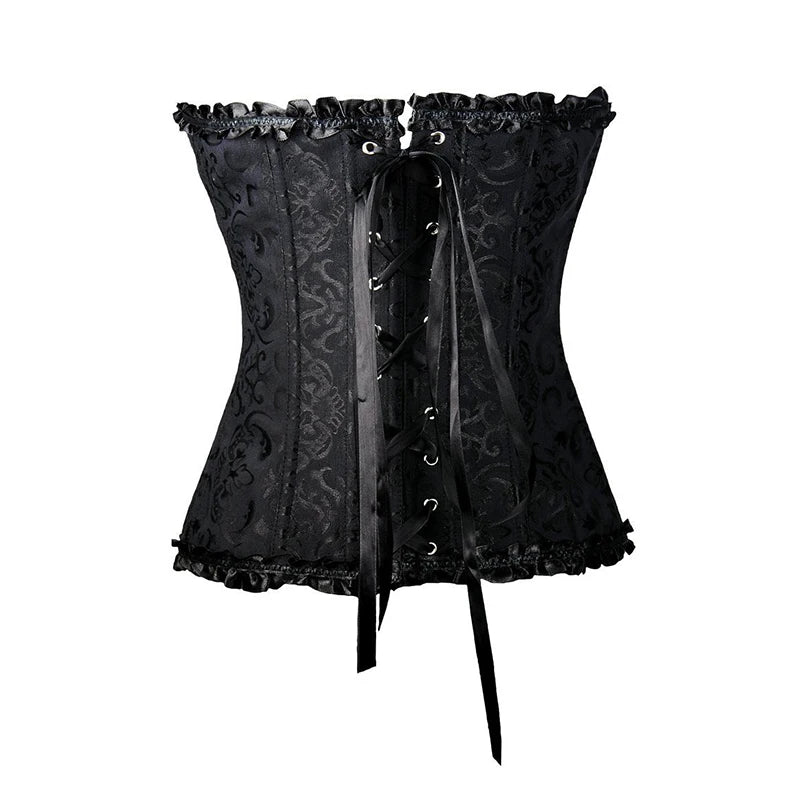 Genzi Lace Up Sexy Floral  Boned Corset