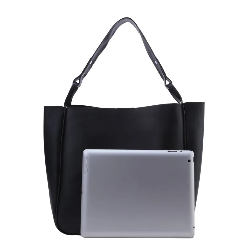 Black Faux leather Shopper Bag