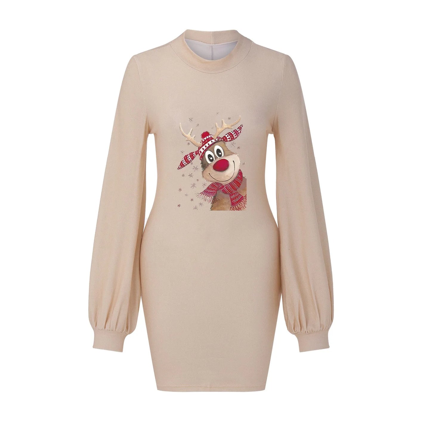 Genzi Long Sleeve Christmas Print Dress