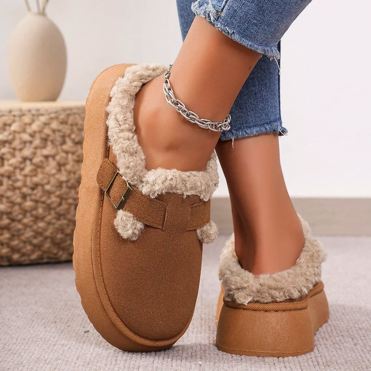 Genzi Clogs In Suede With Faux Fur Lining