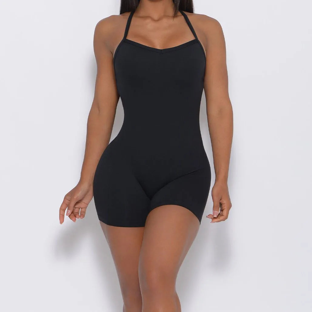 Seamless Strappy Ruched Bum Gym Unitard