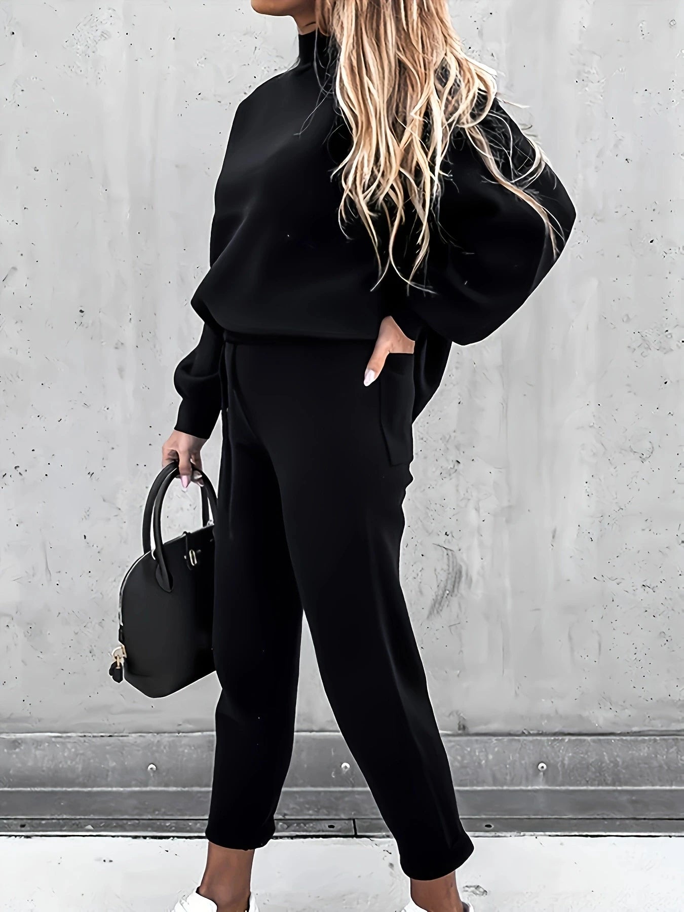 Genzi Black Casual Oversize Tracksuit