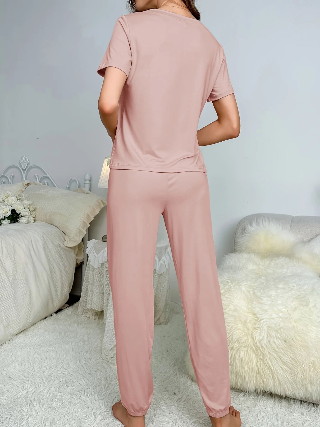 Genzi Jersey Short Sleeve Top & Pants PJ Set