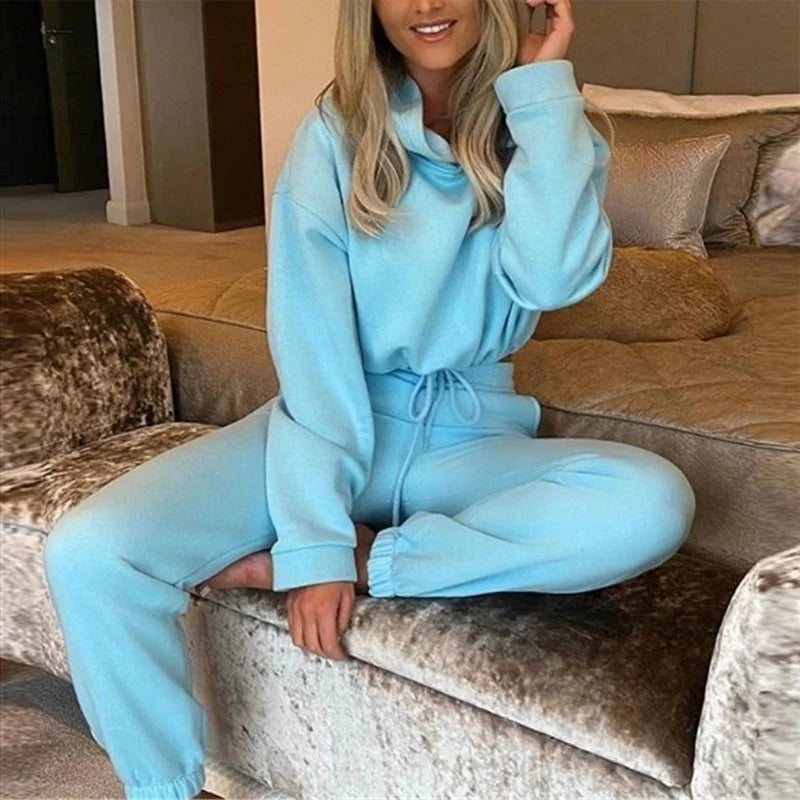 Genzi Cropped Hoodie Cuffed Jogger Tracksuit