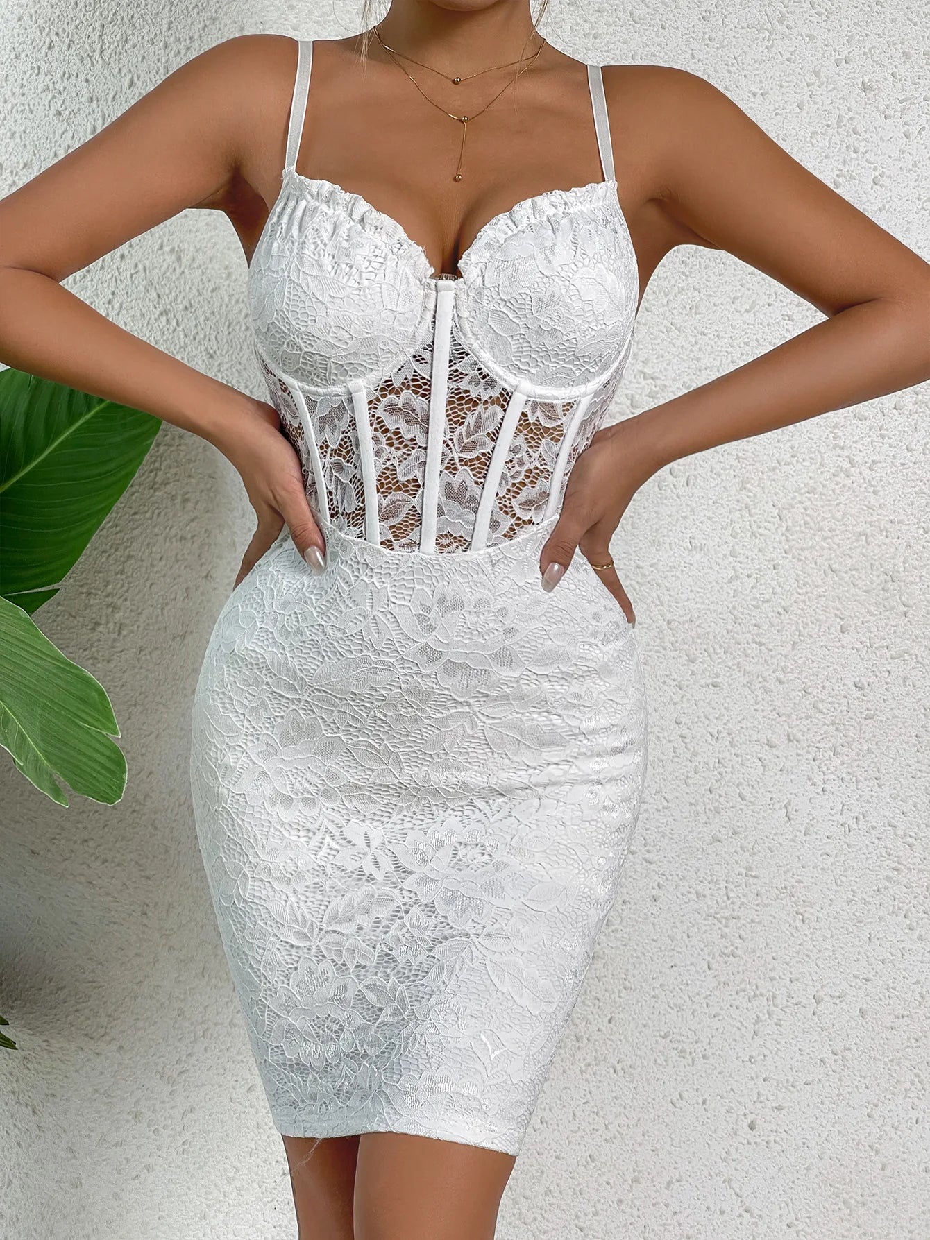 Genzi White Lace Corset Dress