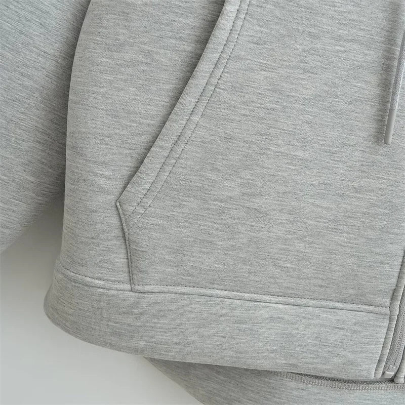 Zipper Hoodie Double Pockets Oversize Sweatshirts Outerwear