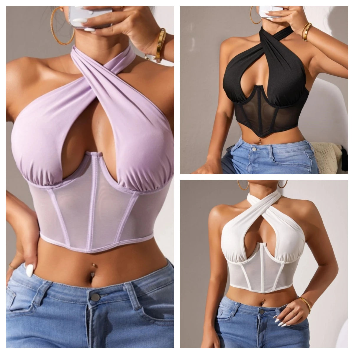 Genzi Lace Up Back Corset crop Top