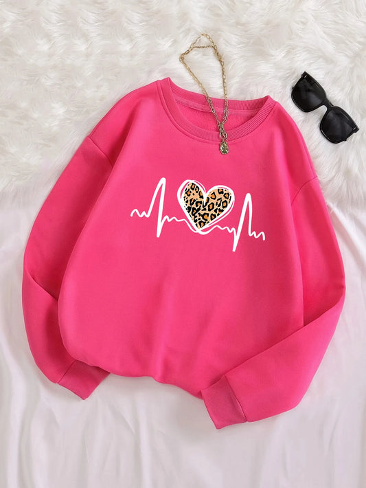 GENZI LEOPARD LOVE HEART GRAPHIC OVERSIZE HOODIE