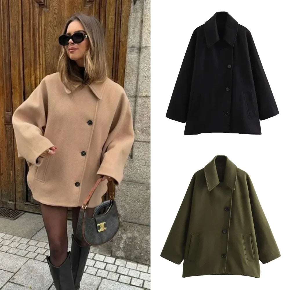 Genzi Wool Button Cape