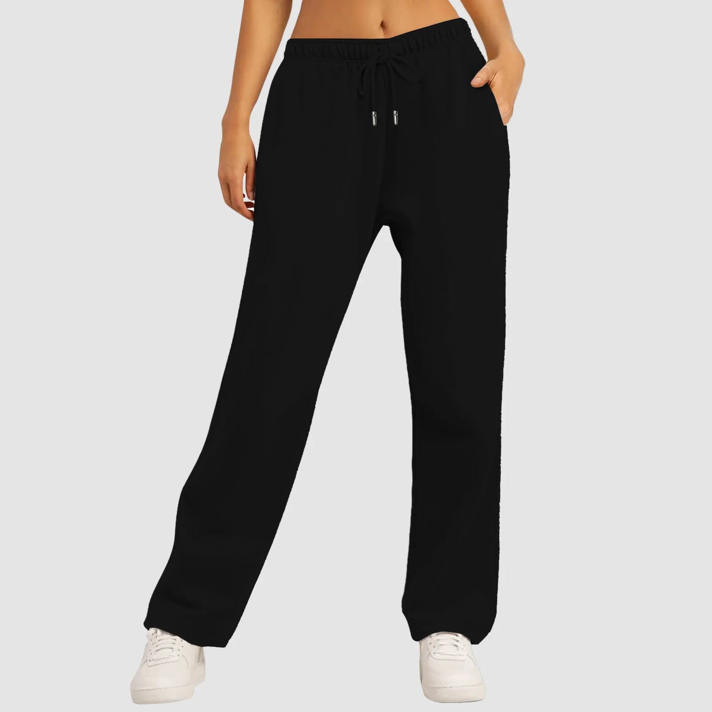 Genzi Wide Straight Leg Fleece Lined Joggers