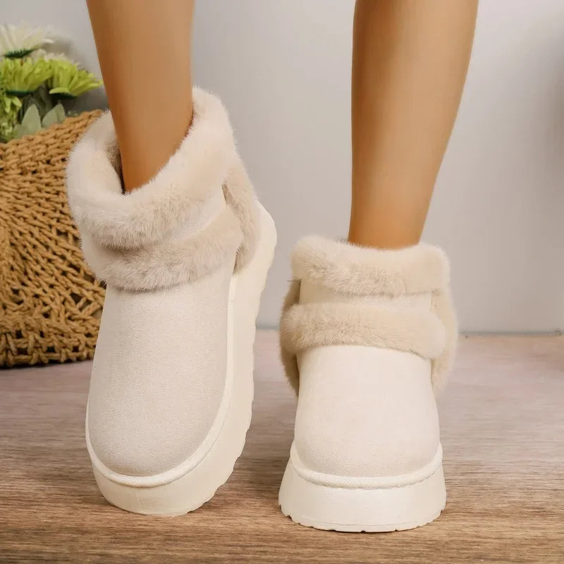 Genzi Round Toe Faux Fur Ankle Boots