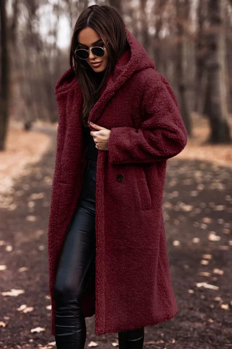 Genzi Faux Fur Hood Teddy Long Coat