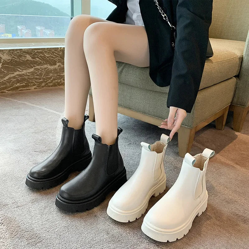 Pu Chelsea Heeled Ankle Boots