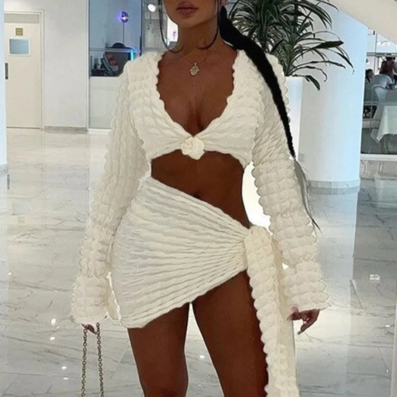 Popcorn Style Textured Knit Two piece set