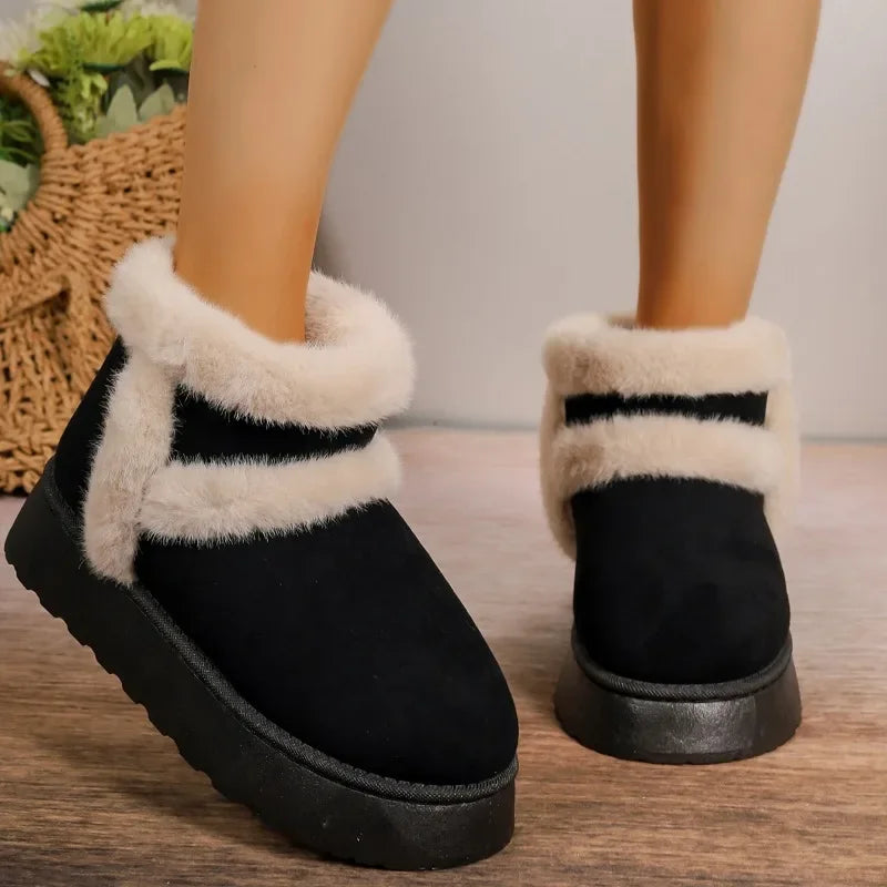 Genzi Round Toe Faux Fur Ankle Boots