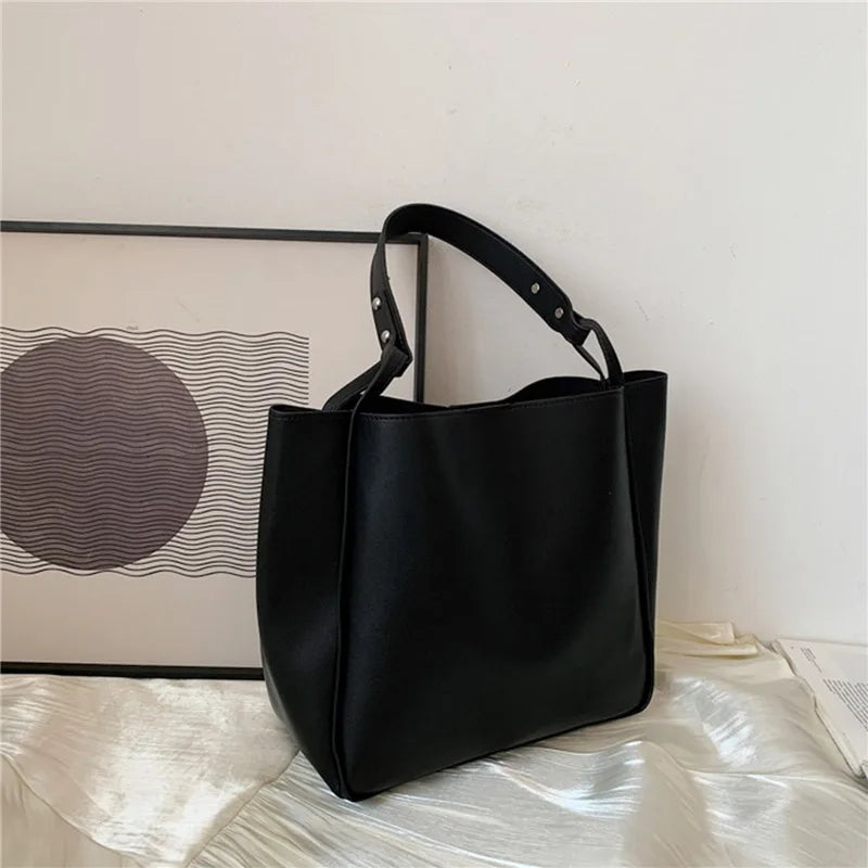 Black Faux leather Shopper Bag