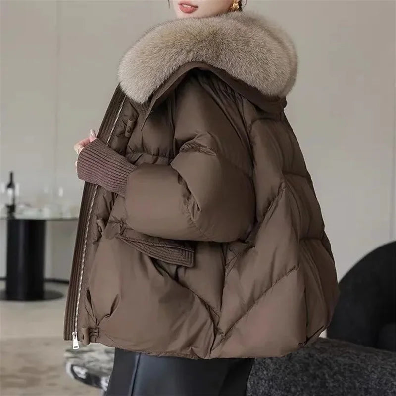 Genzi  Fur collar Loose Dawn Parka Jacket