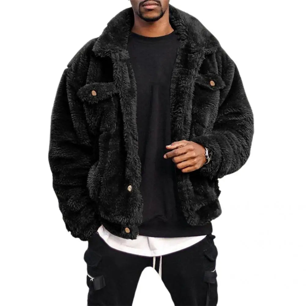 GENI MAN Black Oversize Borg Jacket