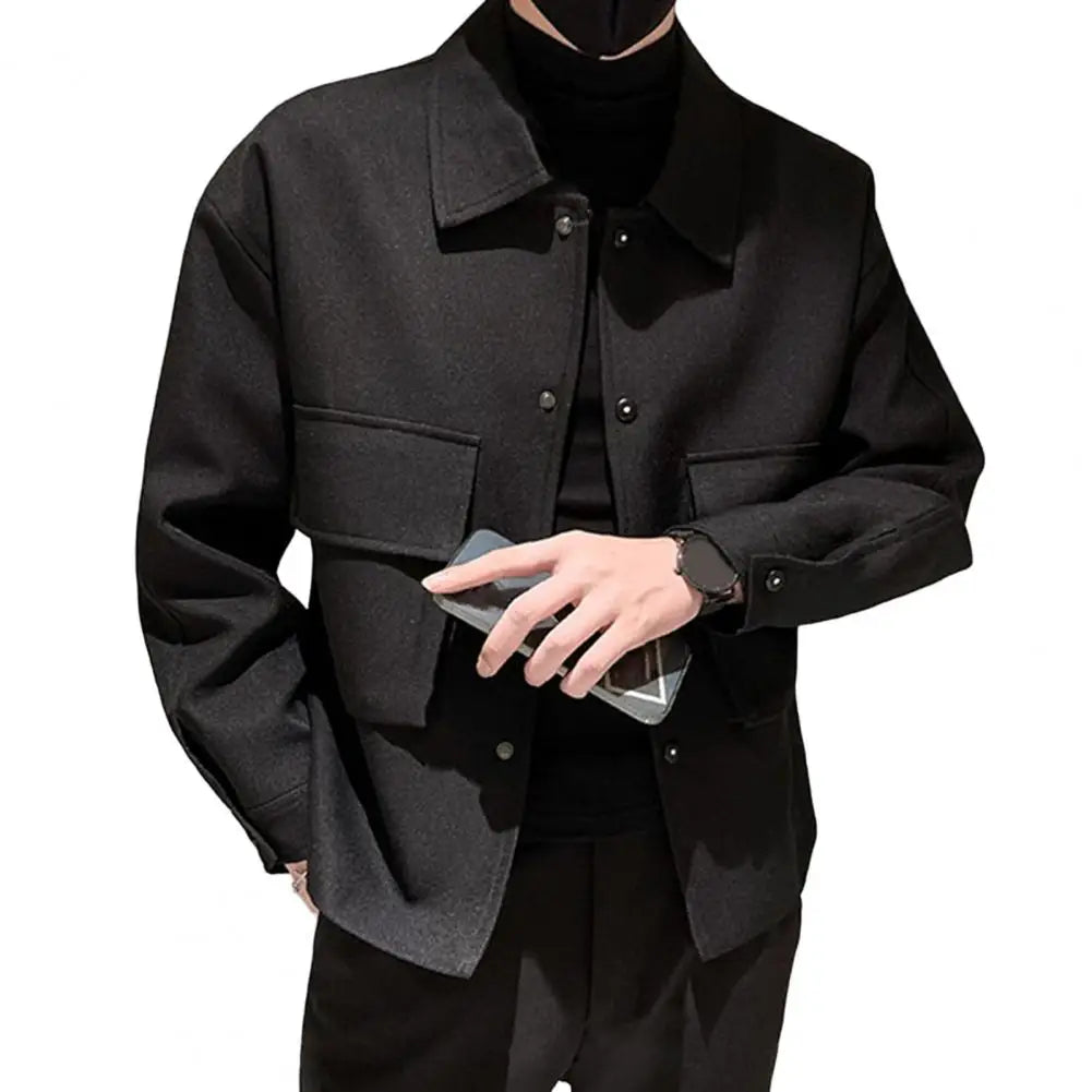 GENZI MAN Black Wool Trench Jacket