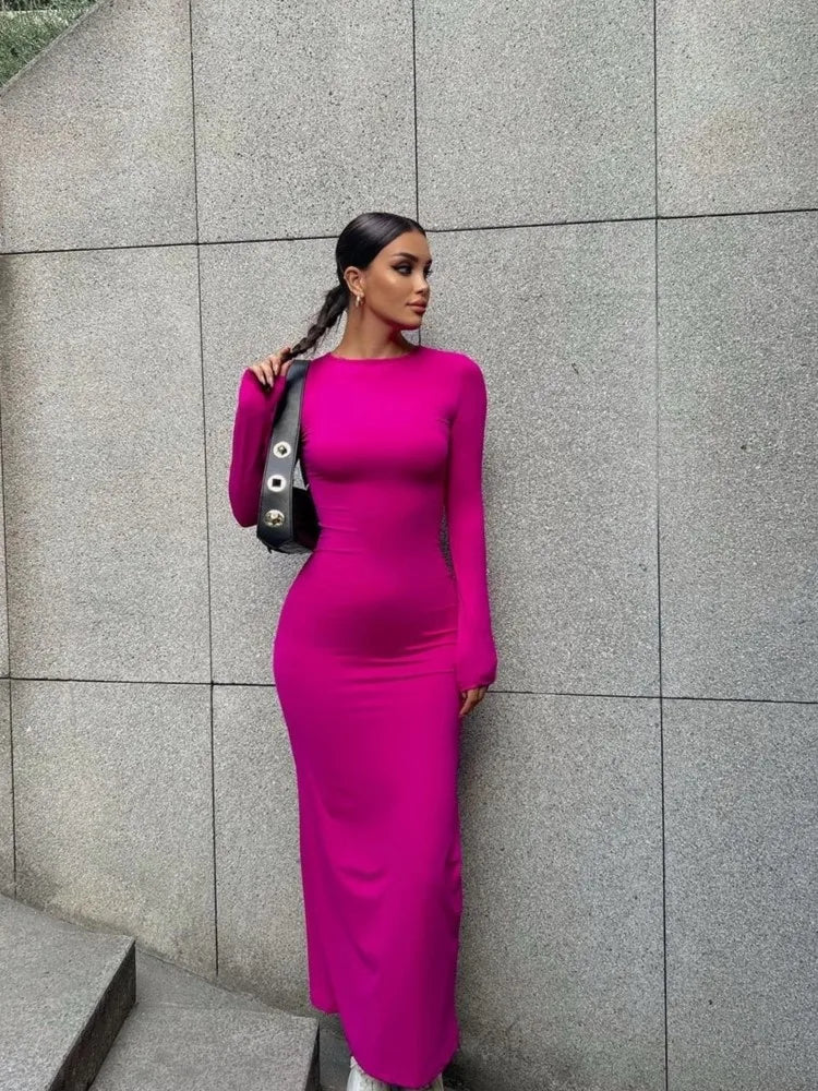 Genzi Sculpted Long Sleeve Bodycon Dress