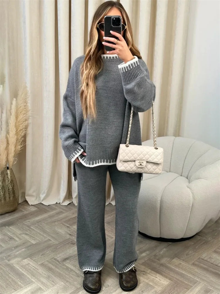 GENZI CREW NECK KNITTED TWO PIECE SET