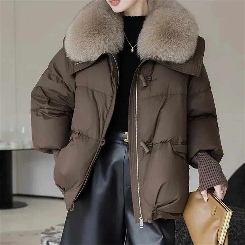 Genzi  Fur collar Loose Dawn Parka Jacket