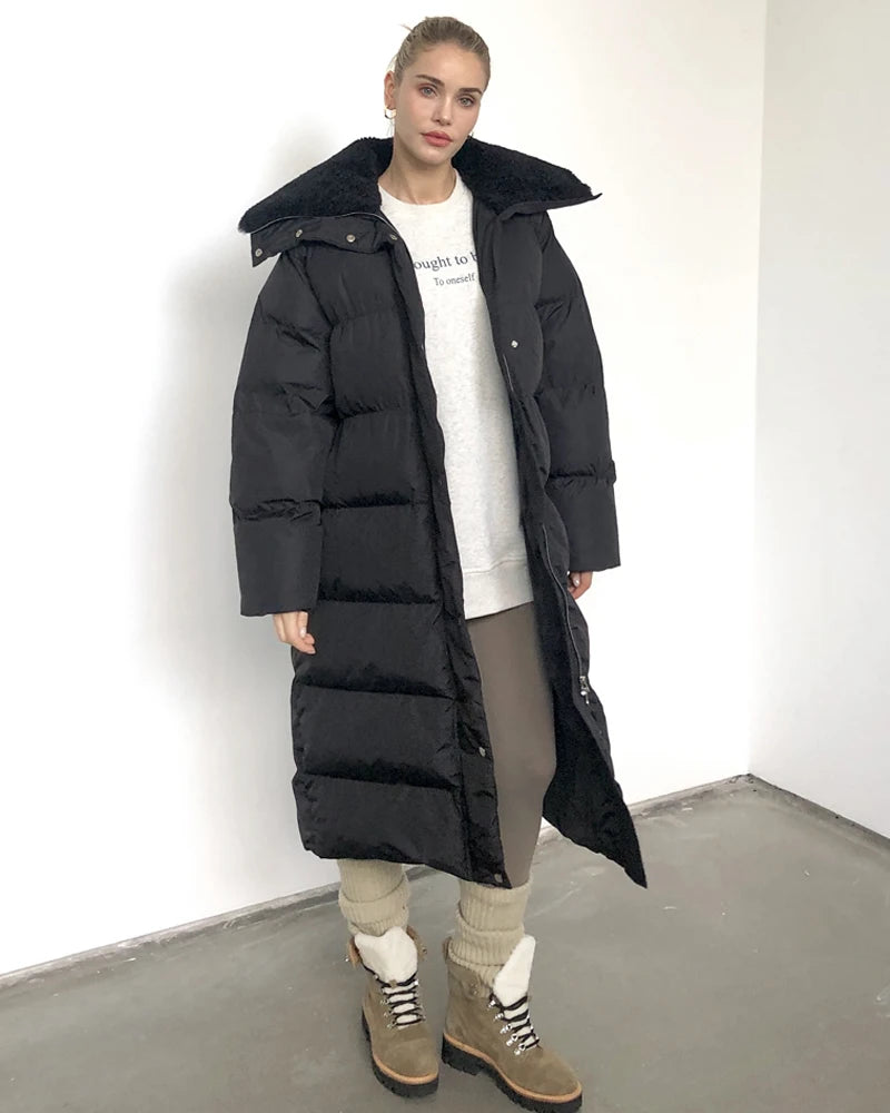 Genzi Long Padded Fur Collar Coat