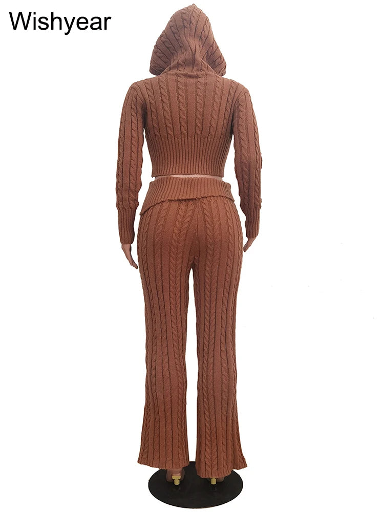 Genzi Rib Knit Zip Front & Straight Leg Trouser