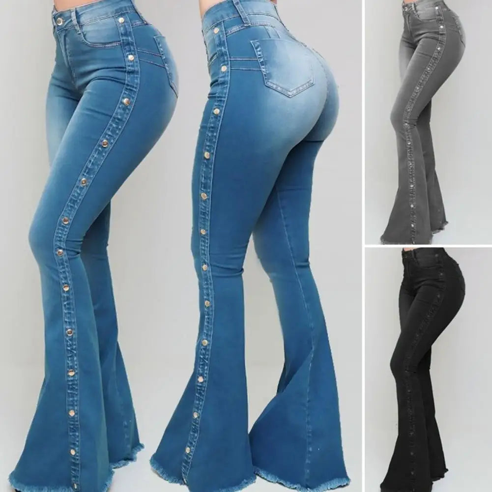 Genzi Stylish Wide Leg Flare Jeans