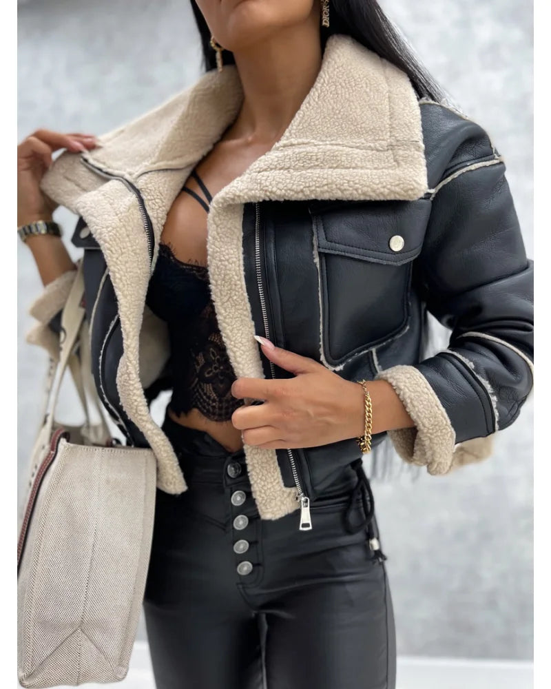 Genzi Contrast Shearling Jacket