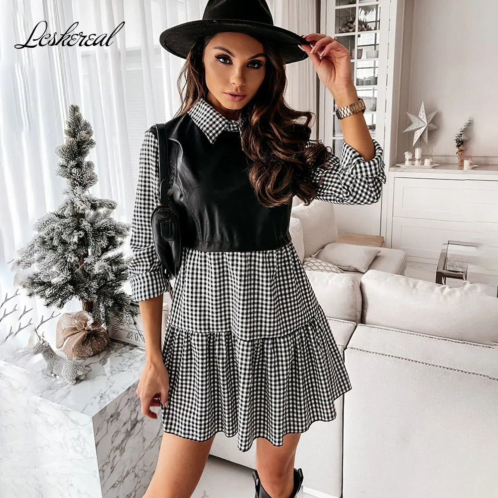 Genzi 2 in 1 Casual Long Sleeve Shirt Dress