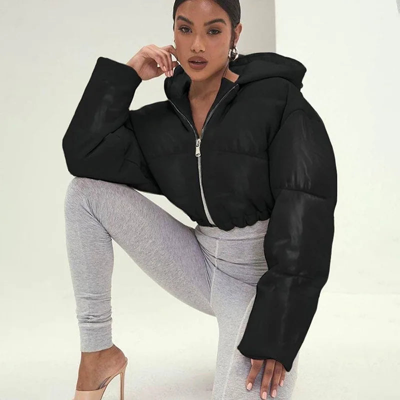 Genzi Pu Hooded Puffer Coat