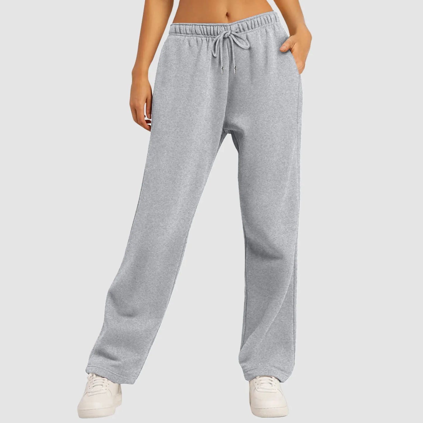 Genzi Wide Straight Leg Fleece Lined Joggers