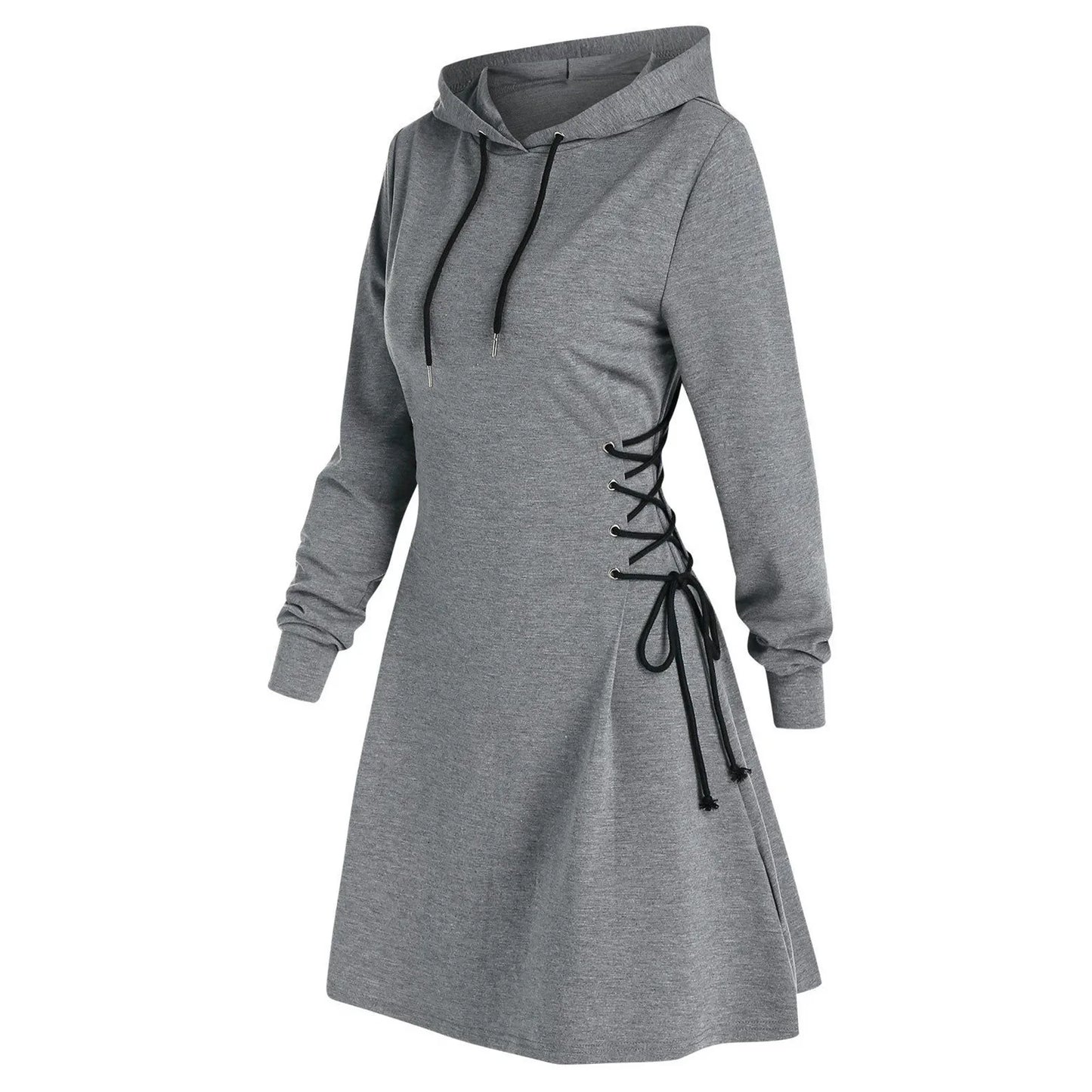 Genzi Side Tie Up Drawstring Hooded Dress